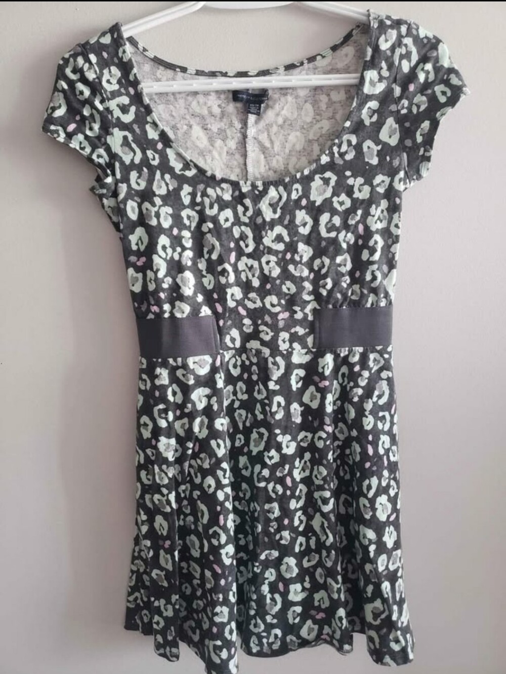 American Eagle Outfitters Mint and Black Leopard Print Mini Dress